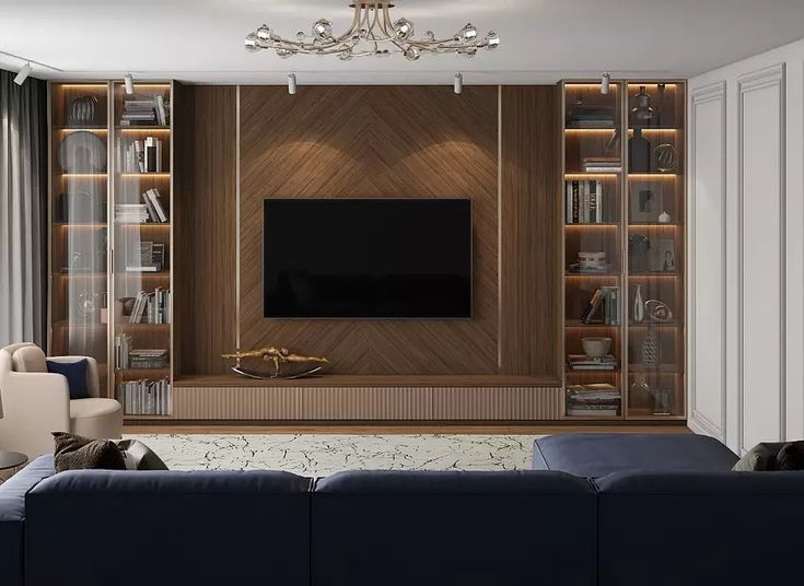 TV wall unit with crystal charcoal board decoration — view 2